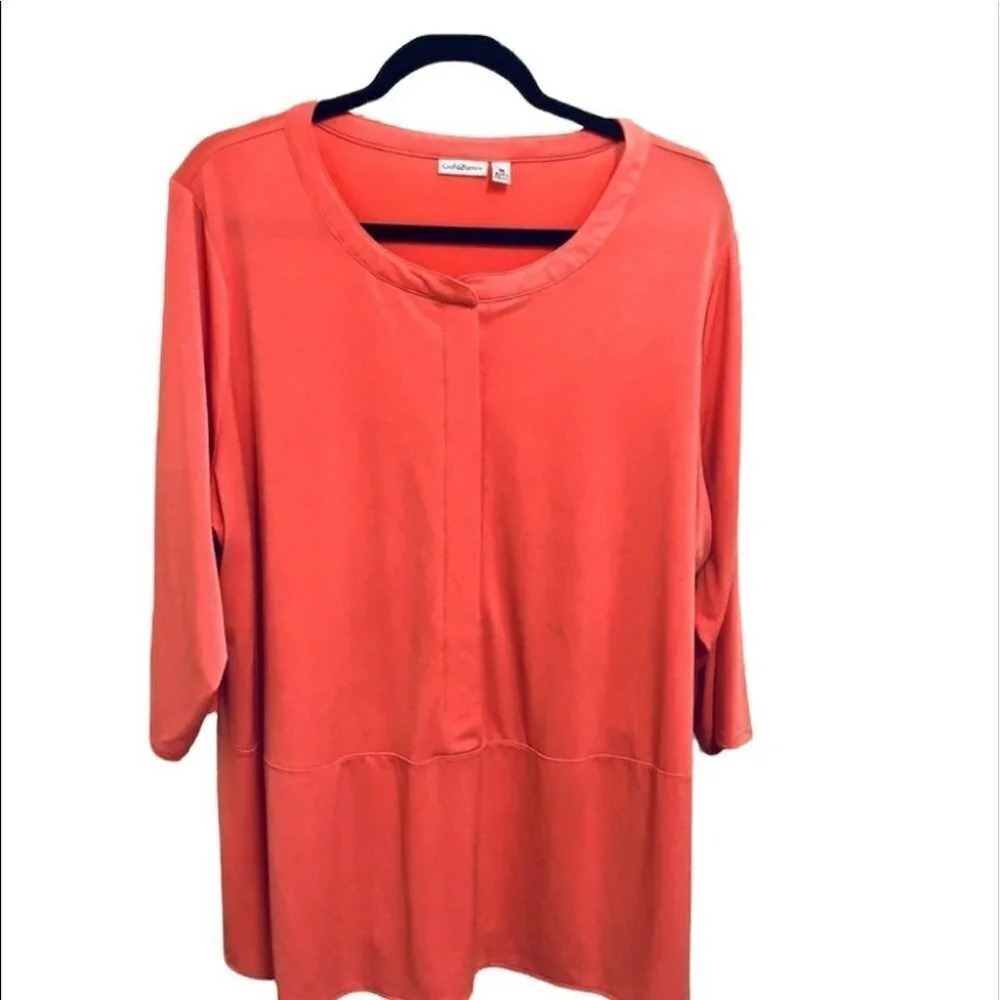 Croft & Barrow Blouse Tunic 3/4 Length Sleeves Button Up Size XXL